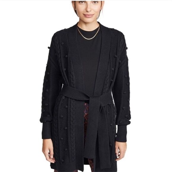 NICHOLAS Sweaters - Nicholas Cozy Grandpa Pom Pom Belted Cardigan Small